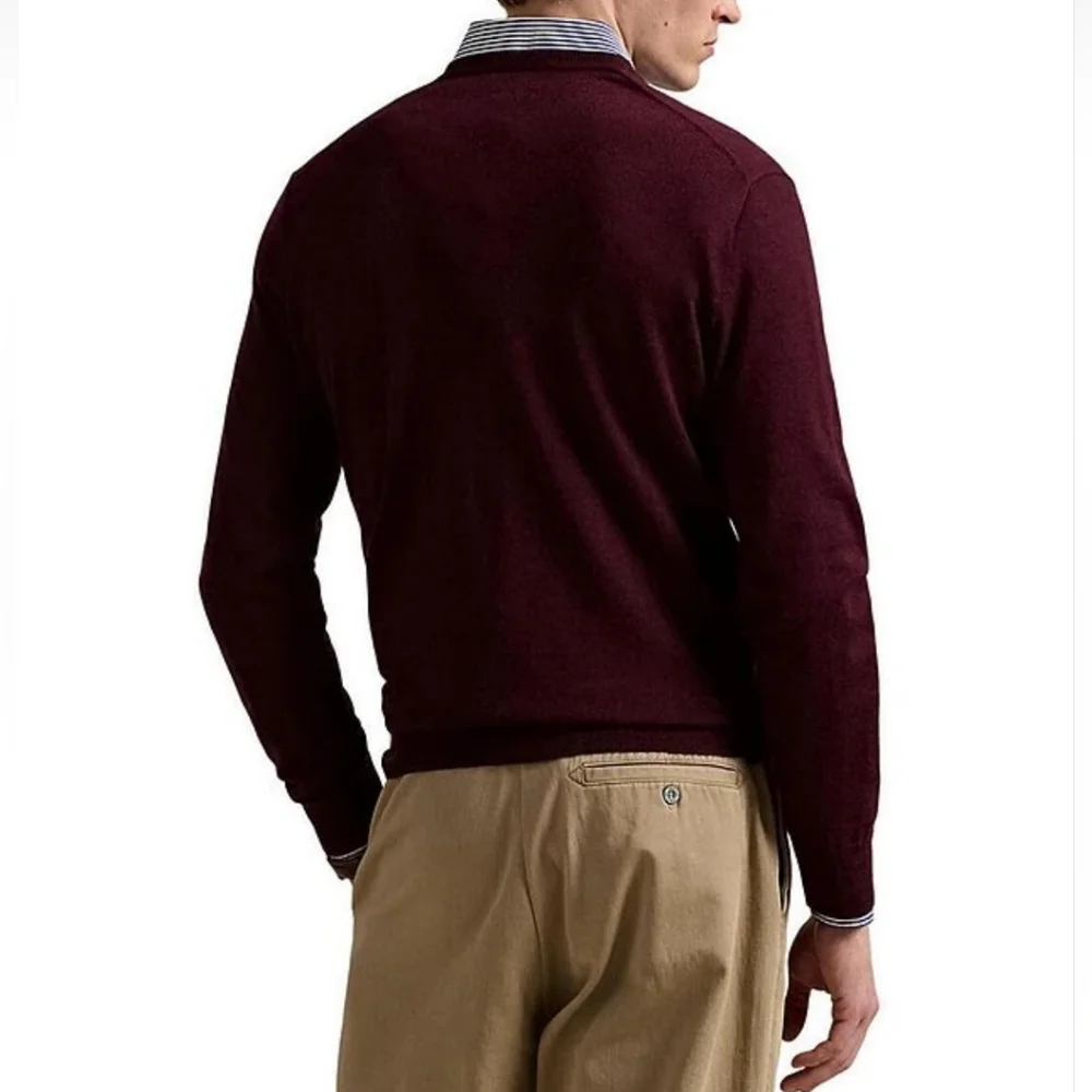 NWOT‎ POLO Ralph Lauren Aged wine heather V-Neck Sweater. Size XXL